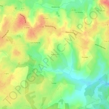 Mapa topográfico Veaumas, altitud, relieve
