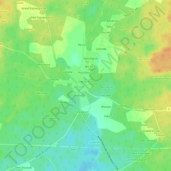Mapa topográfico Capsau, altitud, relieve