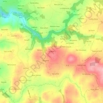 Mapa topográfico Le Mont, altitud, relieve