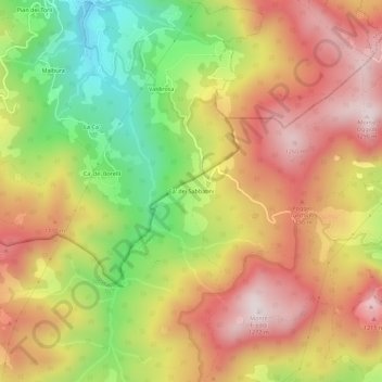 Mapa topográfico Ca' dei Sabbatini, altitud, relieve