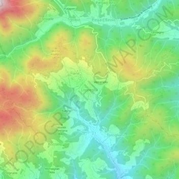 Mapa topográfico Loppeglia, altitud, relieve