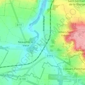 Mapa topográfico La Mauldrette, altitud, relieve