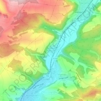 Mapa topográfico Ofteringen, altitud, relieve