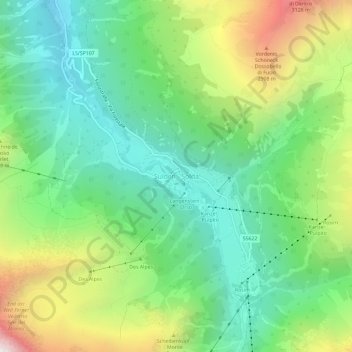 Mapa topográfico Solda, altitud, relieve