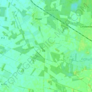 Mapa topográfico Adolfsglück, altitud, relieve
