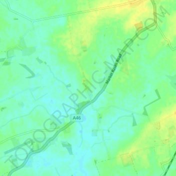 Mapa topográfico Snarford, altitud, relieve