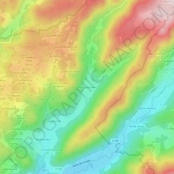 Mapa topográfico Magny Maubert, altitud, relieve