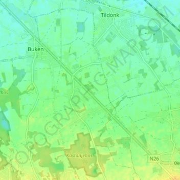 Mapa topográfico Delle, altitud, relieve