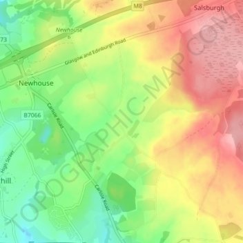 Mapa topográfico Hareshaw, altitud, relieve