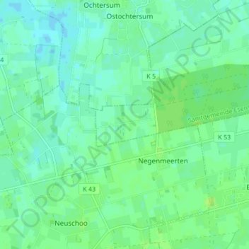 Mapa topográfico Westerschoo, altitud, relieve