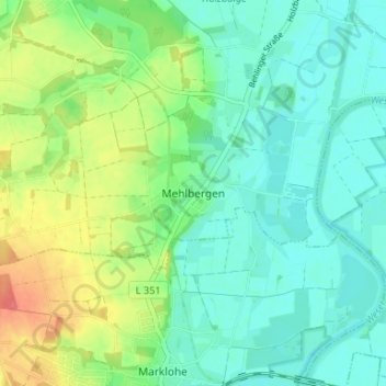 Mapa topográfico Mehlbergen, altitud, relieve
