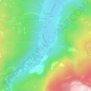 Mapa topográfico Hintertal, altitud, relieve