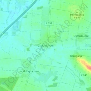 Mapa topográfico Groß Munzel, altitud, relieve