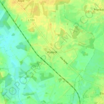 Mapa topográfico Wistedt, altitud, relieve
