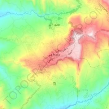 Mapa topográfico La Mesa, altitud, relieve