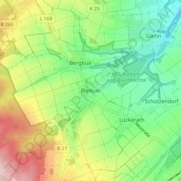Mapa topográfico Bleibuir, altitud, relieve