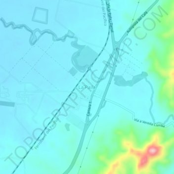 Mapa topográfico La Paila, altitud, relieve