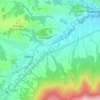 Mapa topográfico Maconie, altitud, relieve