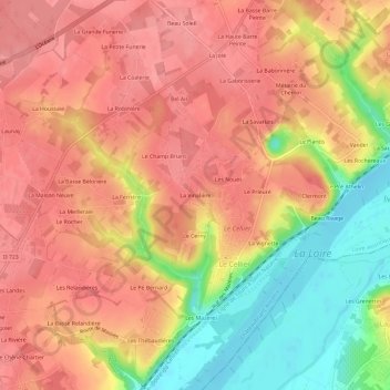 Mapa topográfico La Vinalière, altitud, relieve
