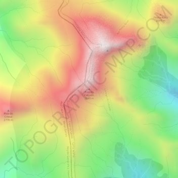 Mapa topográfico Pico do Calçado, altitud, relieve
