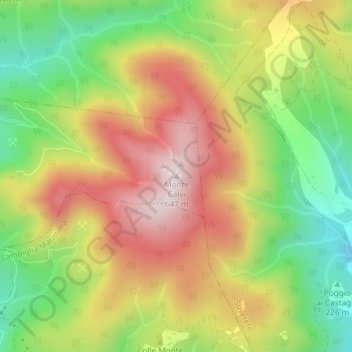 Mapa topográfico Monte Calvi, altitud, relieve