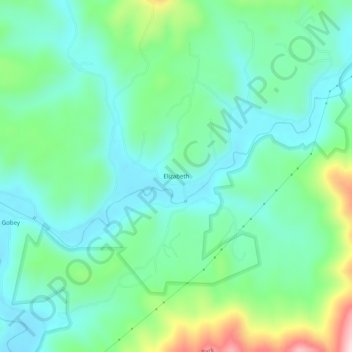 Mapa topográfico Elizabeth, altitud, relieve