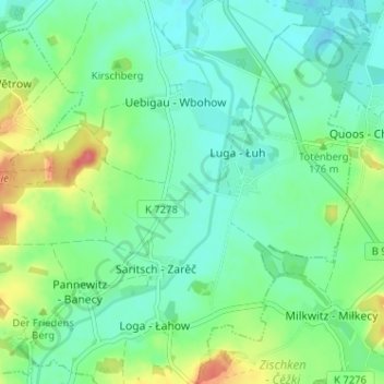 Mapa topográfico Krinitz, altitud, relieve