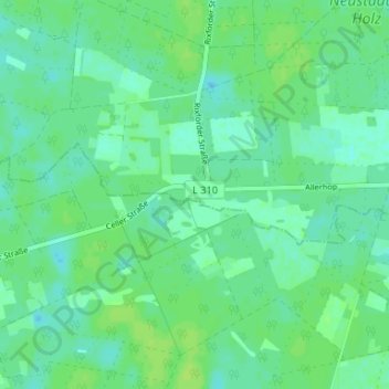 Mapa topográfico Allerhop, altitud, relieve