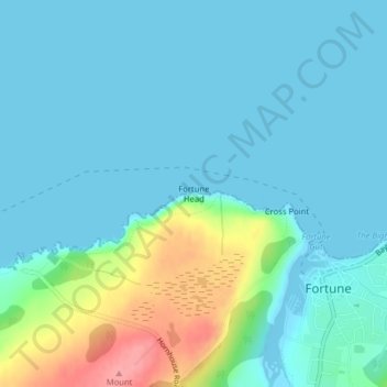 Mapa topográfico Fortune Head, altitud, relieve