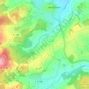 Mapa topográfico Oberndorf, altitud, relieve