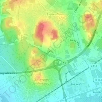 Mapa topográfico Vers Felix, altitud, relieve