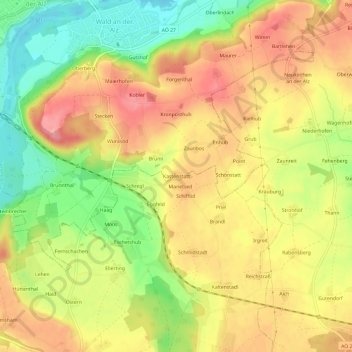 Mapa topográfico Kastenstatt, altitud, relieve