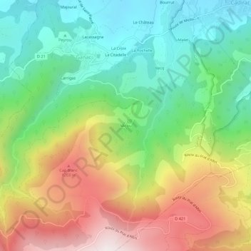 Mapa topográfico Micou, altitud, relieve
