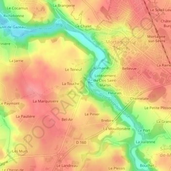 Mapa topográfico Le Pont, altitud, relieve