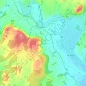 Mapa topográfico Courchamp, altitud, relieve