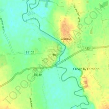 Mapa topográfico Holt, altitud, relieve