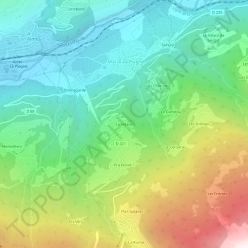 Mapa topográfico Le Villard, altitud, relieve