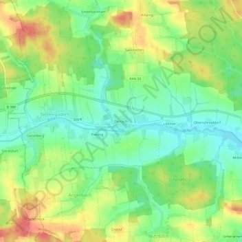 Mapa topográfico Dirnaich, altitud, relieve