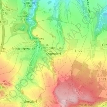 Mapa topográfico Ottendorf, altitud, relieve