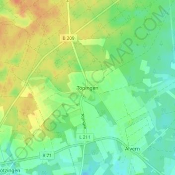 Mapa topográfico Töpingen, altitud, relieve