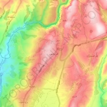 Mapa topográfico Marjayoun, altitud, relieve