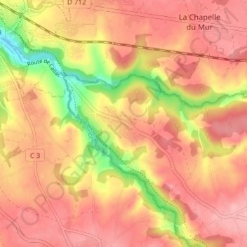 Mapa topográfico Kerbiriou, altitud, relieve