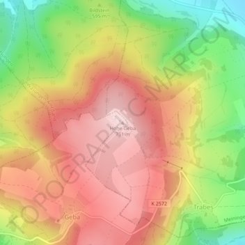 Mapa topográfico Hohe Geba, altitud, relieve