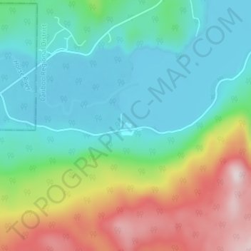 Mapa topográfico Canim Lake, altitud, relieve