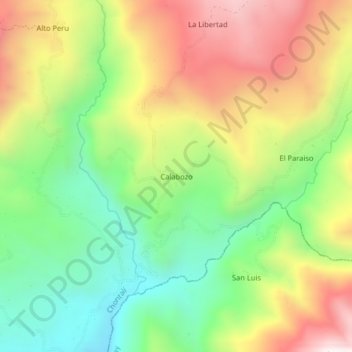 Mapa topográfico Calabozo, altitud, relieve