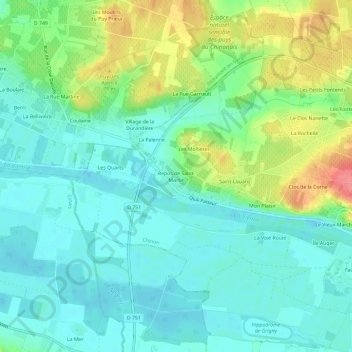 Mapa topográfico Repos de Saint-Martin, altitud, relieve