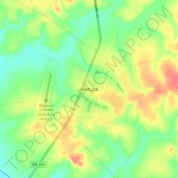 Mapa topográfico Matupá, altitud, relieve