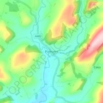 Mapa topográfico Pumsaint, altitud, relieve