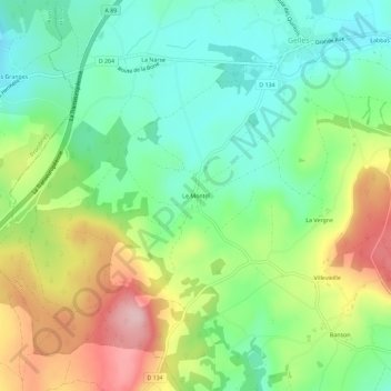 Mapa topográfico Le Montel, altitud, relieve