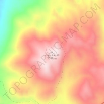 Mapa topográfico Qurnet Al Sawda, altitud, relieve
